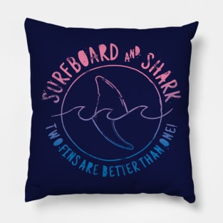 Surfboard And Shark Funny Summer Beach Pillow