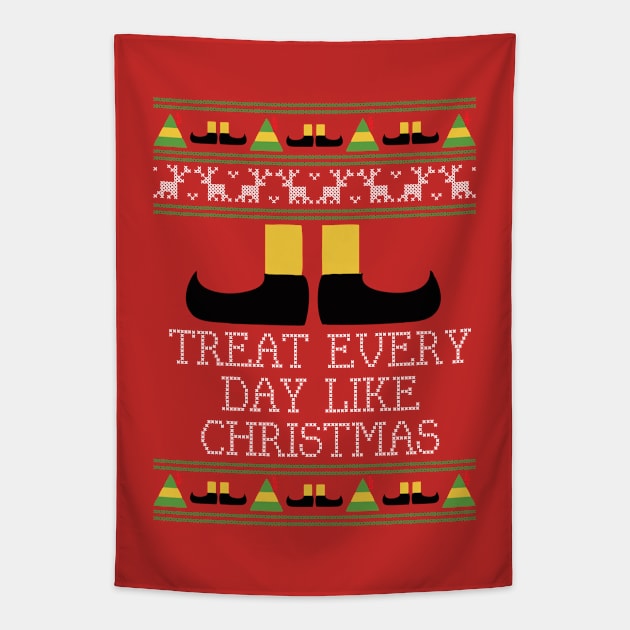 Treat Every Day Like Christmas Elf Quote Knit Tapestry by Rebus28