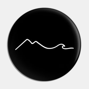 Minimal Art Of Mountain & Waves  An Artsy Wave Line Traveler Pin