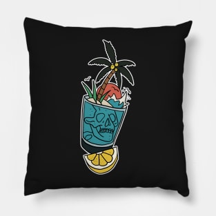 Tattoo Art Skull in Glass With an Island and lemon Pillow