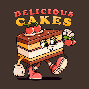 Delicious cake, retro mascot cartoon T-Shirt