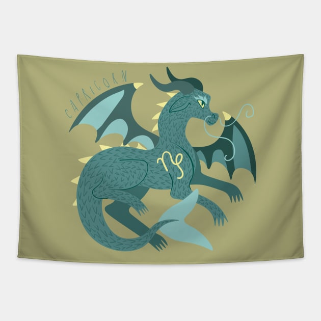 Capricorn Dragon Tapestry by LexaStrong