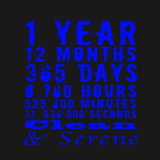 1 year clean and serene narcotics anonymous clean time countdown T-Shirt