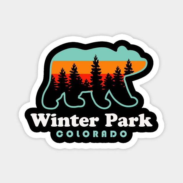 Winter Park Colorado Vacation Travel Bear Trees Magnet by PodDesignShop