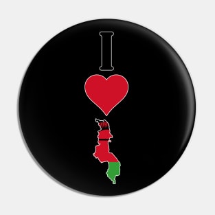 I Heart Malawi Vertical I Love Malawian National Flag Map Pin