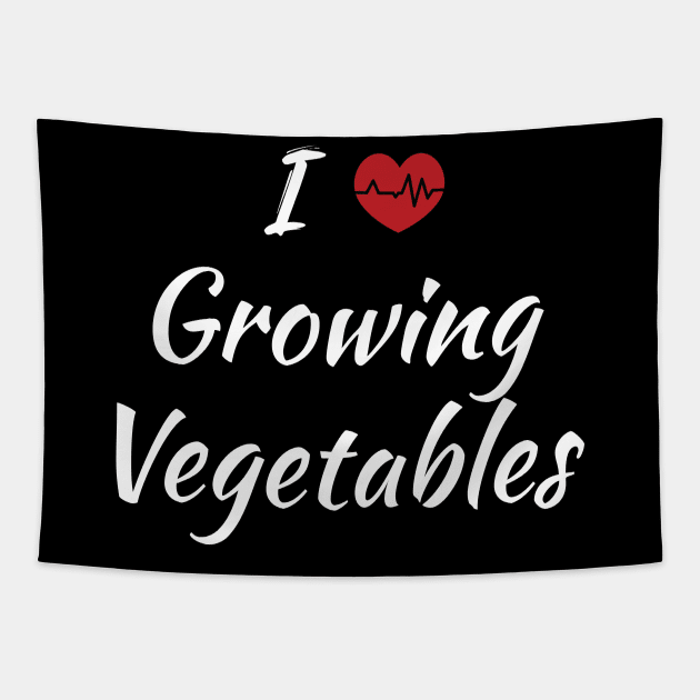 I Love Growing Vegetables Cute Red Heart / Heartbeat Tapestry by SAM DLS