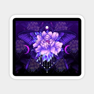 Peony Butterfly geometric tattoo 2 Magnet