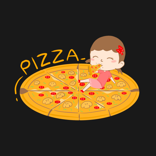 Cute girl eat pizza by Gift Me Things