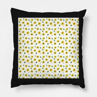 Loose Sunflower Pattern with a white background Pillow