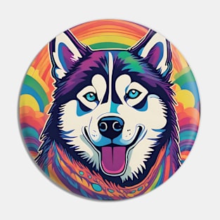 Psychedelic Husky Pin