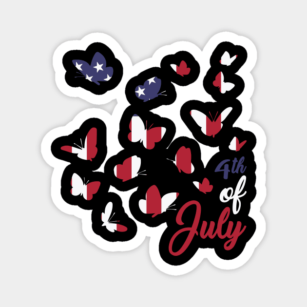 Butter Fly 4th of July - Independence Day - Freedom USA - Butterfly USA Flag - 4th Of July Magnet by xoclothes