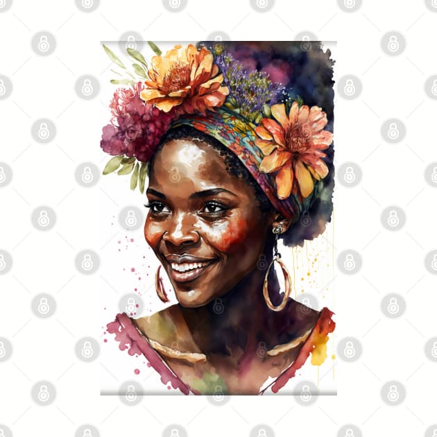 Watercolour print of a beautiful Black Queen by Buff Geeks Art