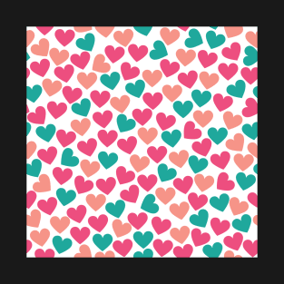 Peach, Pink, and Teal Hearts T-Shirt