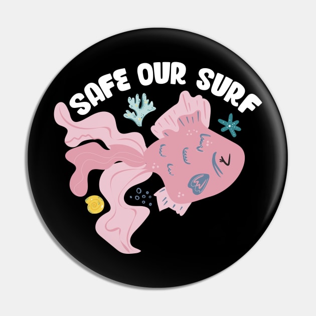 Safe our Surf quote with cute sea animal fish, starfish, coral and shell Pin by jodotodesign