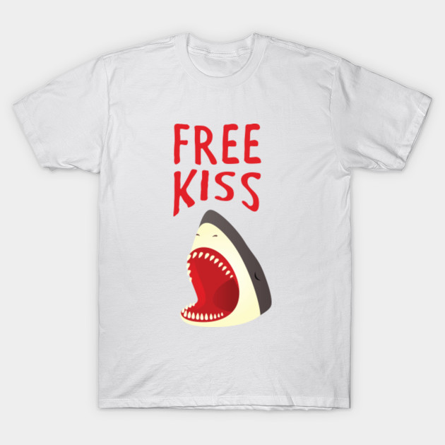 Free Kiss Shark With Open Mouth Jaws T Shirt Teepublic