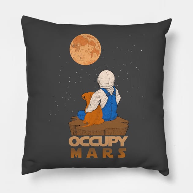 Astro Kid Occupy Mars Pillow by gemsart1990