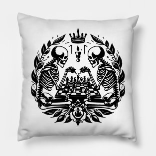 skeletons play chess Pillow