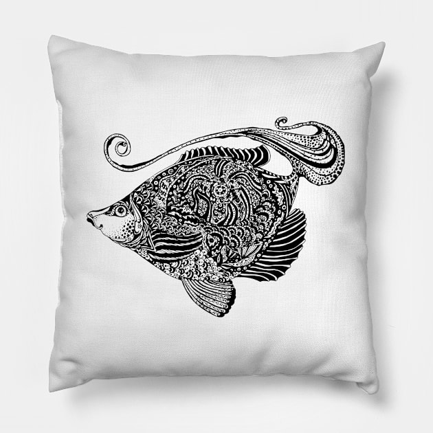 fish ornamental with white background Pillow by lisenok