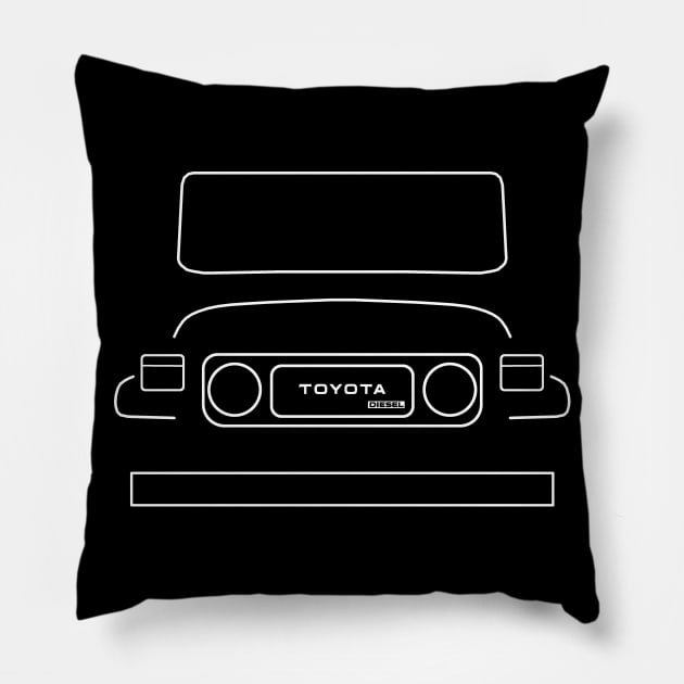 Toyota Land Cruiser J40 classic 1980 4WD outline graphic (white) Pillow by soitwouldseem