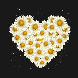 Floral Daisies Gardener Heart Nature Lover Daisy Flower T-Shirt