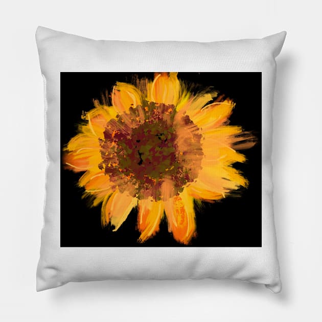 Sunflower in the Dark Pillow by Kate-Casanova