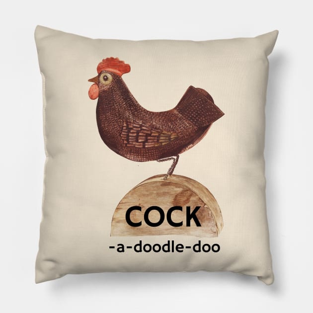 Vintage Cock a doodle doo Pillow by KewaleeTee