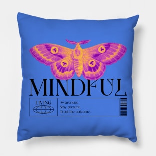 Retro Mindful Living Mental Health Reminder Pillow