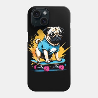 Pug on a Skateboard Phone Case