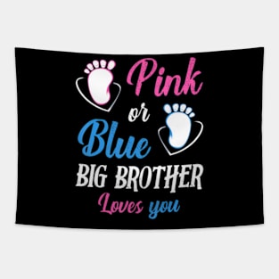 Pink or Blue Big Brother Loves You Baby Gender Reveal Party Tapestry