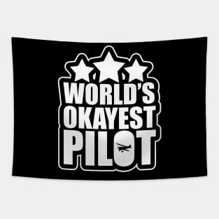 Funny World's Okayest Pilot Airplane Piloting Pun Tapestry