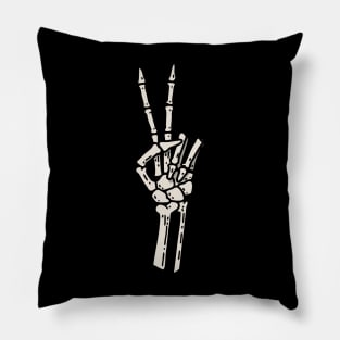 Skeleton Hand Peace Sign Pillow