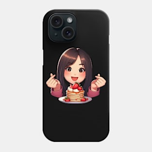 Girl Strawberry Pancakes Korean Finger Heart Phone Case