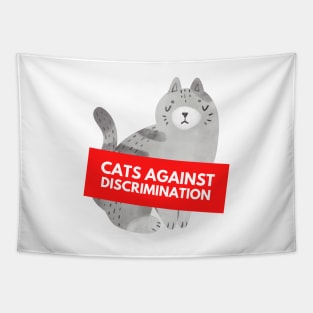 Cats Against Discrimination & Facism (White) Tapestry