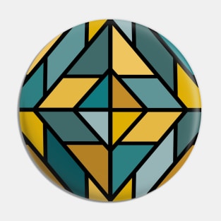 Geometric Pattern Tiles in Mustard Yellow and Teal Pin