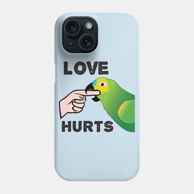 Love Hurts - Blue Front Amazon Parrot Phone Case by Einstein Parrot