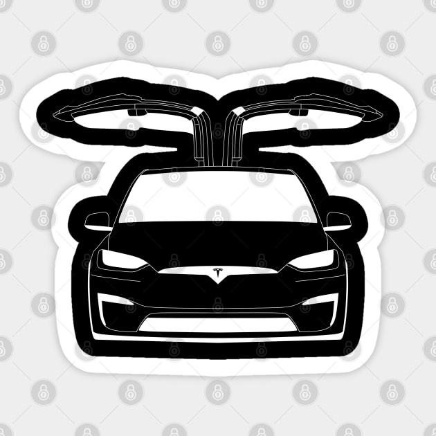 Tesla Model X Grill White Outline - Tesla Car - Sticker