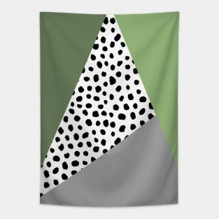 Geometric Polka Dot, Black, Sage and Olive Green Tapestry