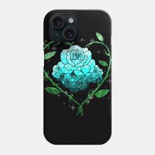 Cyan Crystal Flower Phone Case