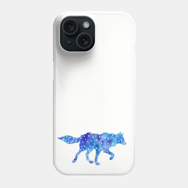 Blue Star Wolf Watercolor Phone Case by UntidyVenus