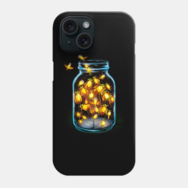 Enchanted Nighttime Firefly Jar Glow Magical Firefly Nights Phone Case by JJDezigns