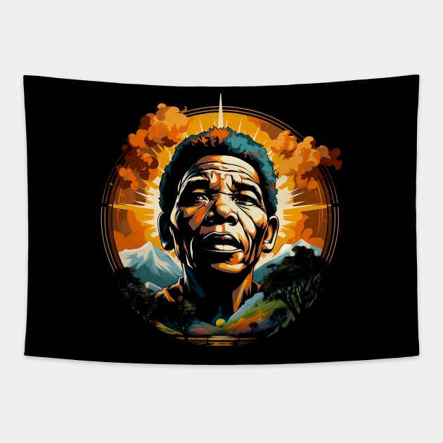 Mandela's Legacy: A Modern Tribute in Color and Light Tapestry by IdeationLab