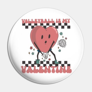 Retro Volleyball Valentines Day shirt, Volleyball Is My Valentine, Volleyball Heart Player Pin