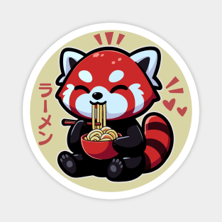 Cute Red Panda Eating Ramen Noodles Magnet