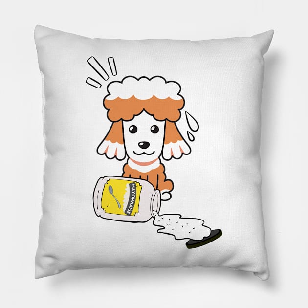 Cute French Poodle spilled mayonnaise Pillow by Pet Station