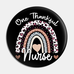 one thankful nurse rainbow leopard heart Pin