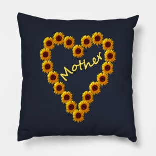 Mothers Day Sunflower Love Heart for Mother Pillow