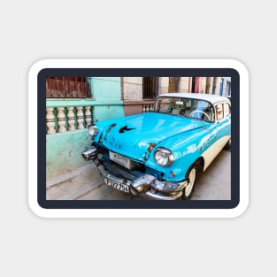 Blue And White Car In Havana Cuba Magnet