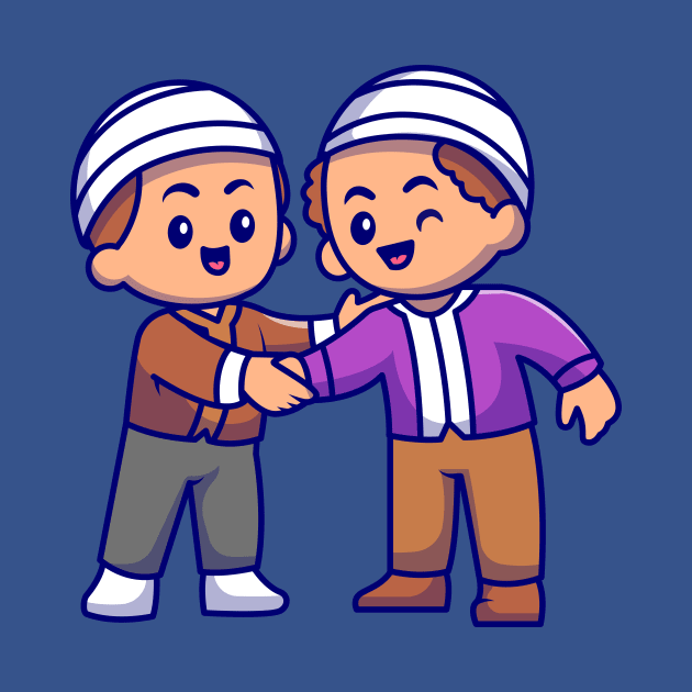 Couple Muslim Men Shaking Hands Cartoon by Catalyst Labs