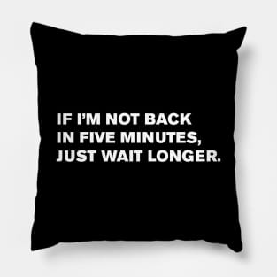 If I’m not back in five minutes, just wait longer. Pillow