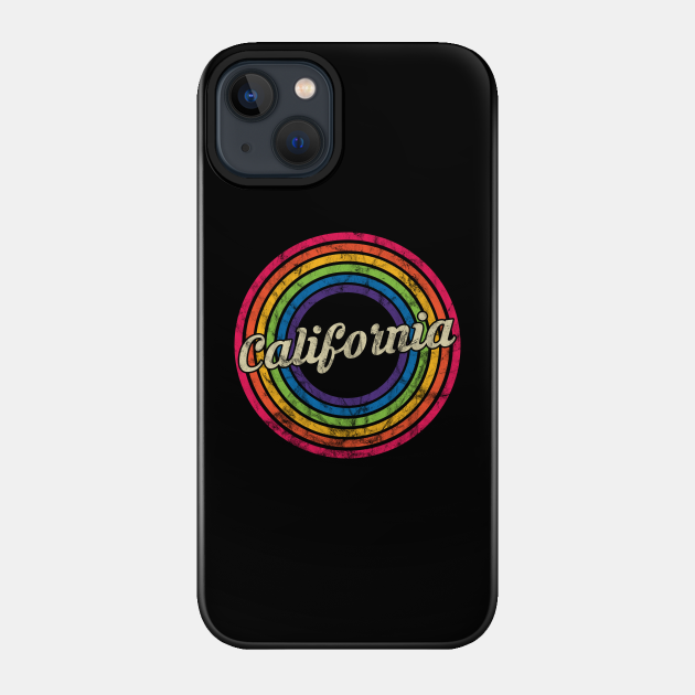 California - Retro Rainbow Faded-Style - California - Phone Case